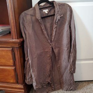Olive Easy Linen Tunic Button Down- Garnet Hill